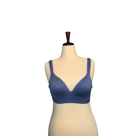 Izod womens no underwire soft waffle knit stretch bras blue peach sz M NWOT - Picture 2 of 4